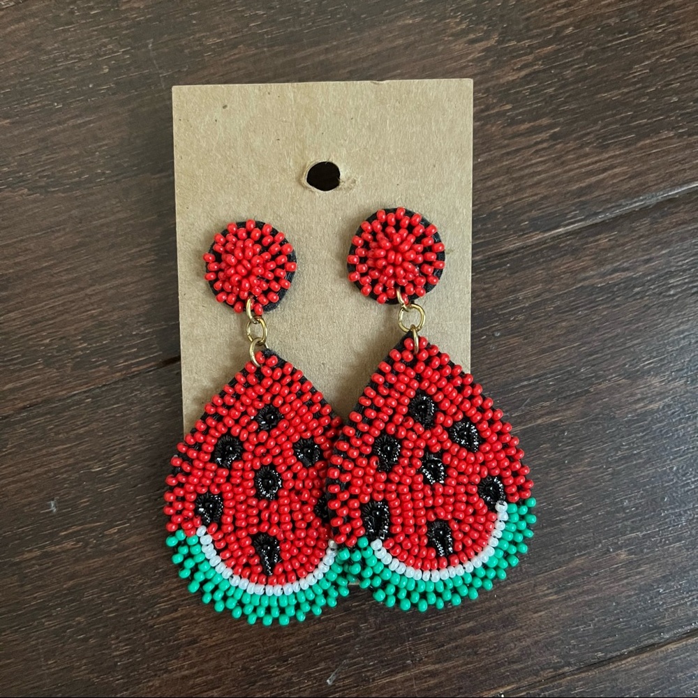 Watermelon Seed Bead Earrings